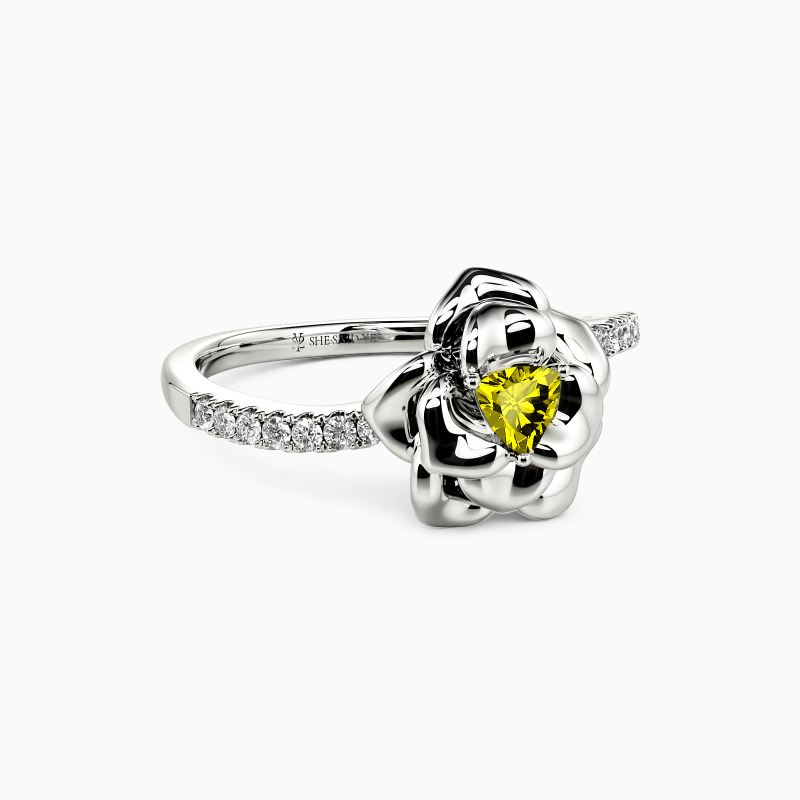 "The Romance Tale" Trillion Cut Side Stone Engagement Ring