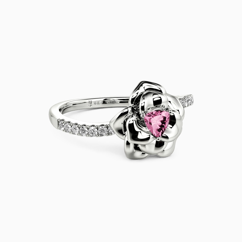 "The Romance Tale" Trillion Cut Side Stone Engagement Ring