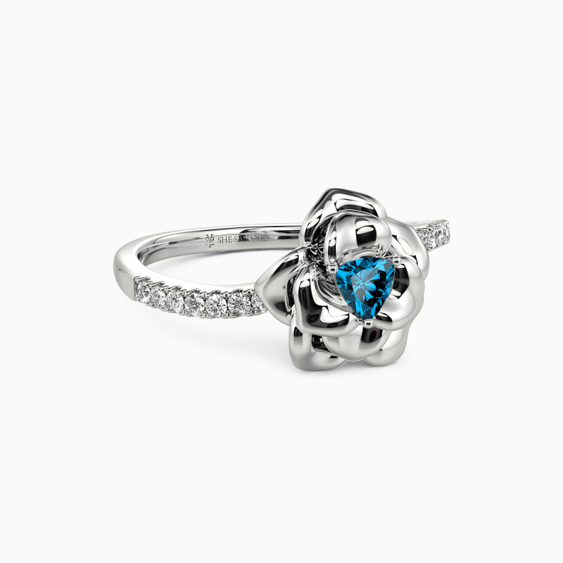 "The Romance Tale" Trillion Cut Side Stone Engagement Ring