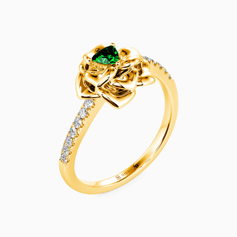 "The Romance Tale" Trillion Cut Side Stone Engagement Ring