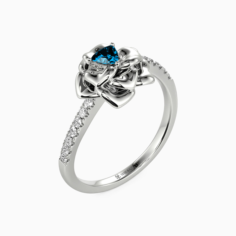 "The Romance Tale" Trillion Cut Side Stone Engagement Ring