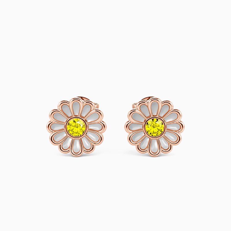 "Aromatic Daisy" Round Cut Stud Earrings