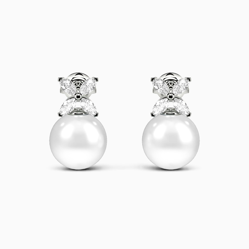 "Love's Bloom" 9.5-10mm Freshwater Pearl Cluster Stud Earrings