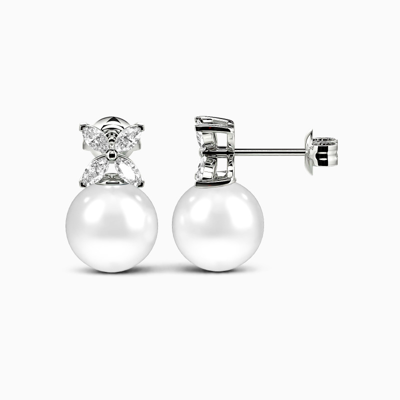 "Love's Bloom" 9.5-10mm Freshwater Pearl Stud Earrings