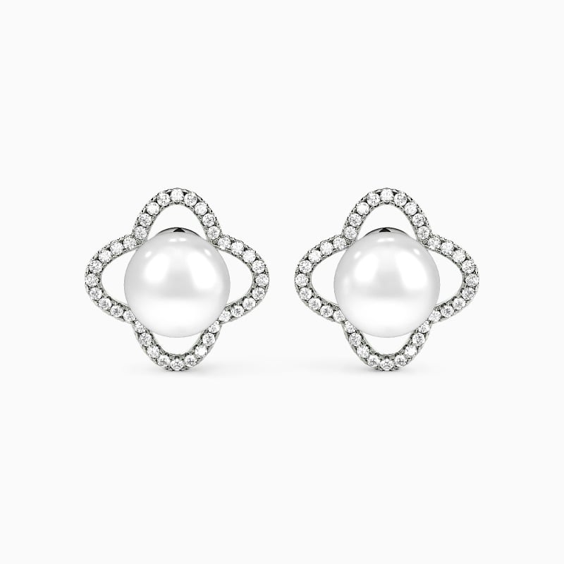 "Luck and Love" 7.5-8.0mm Freshwater Pearl Stud Earrings