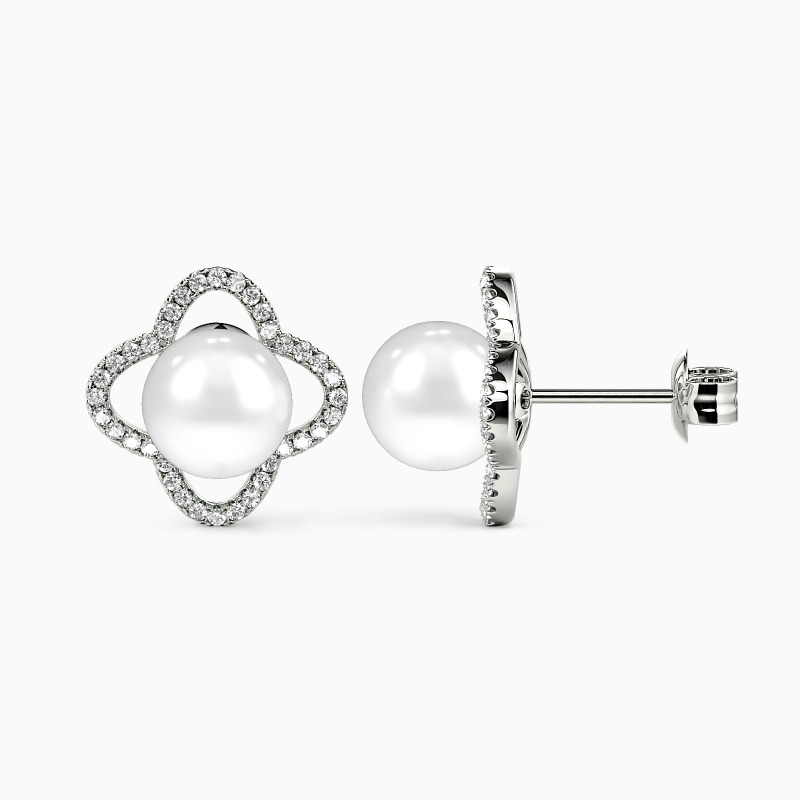 "Luck and Love" 7.5-8.0mm Freshwater Pearl Stud Earrings