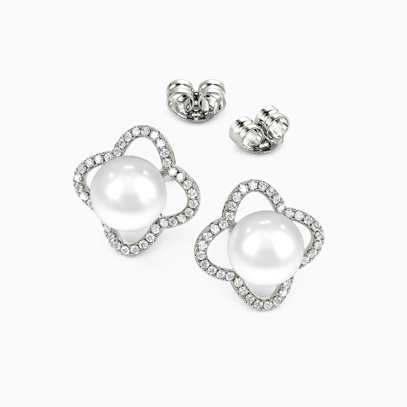 "Luck and Love" 7.5-8.0mm Freshwater Pearl Stud Earrings