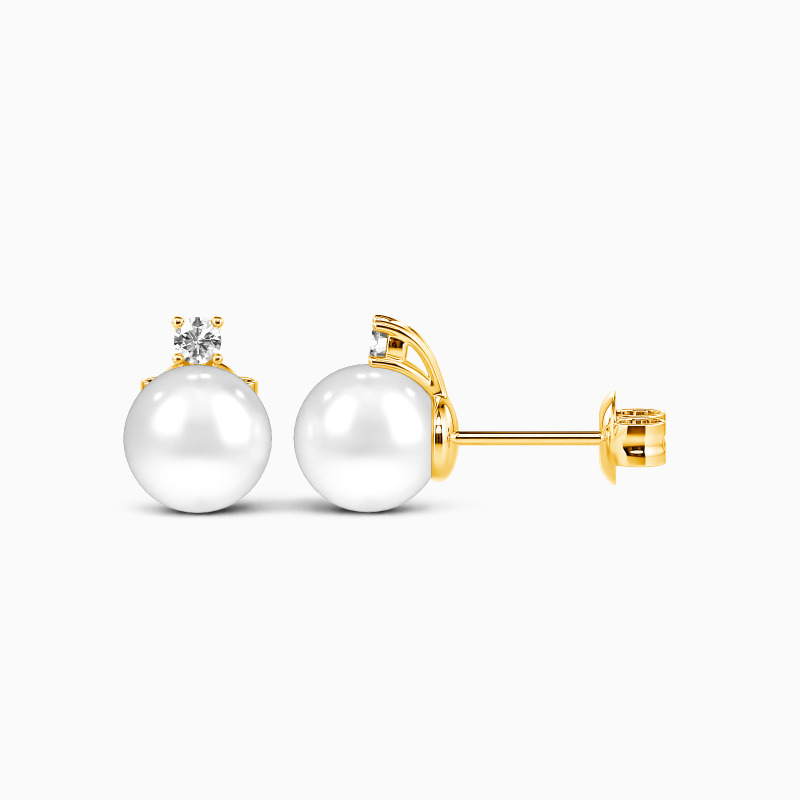 "A Simple Melody" 7.5-8.0mm Freshwater Pearl Stud Earrings