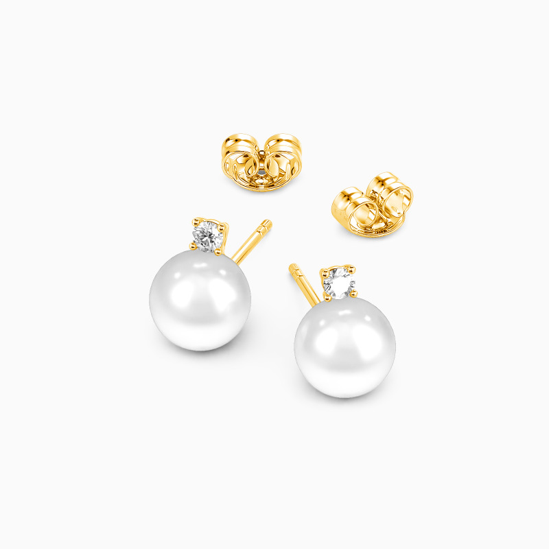 "A Simple Melody" 7.5-8.0mm Freshwater Pearl Stud Earrings