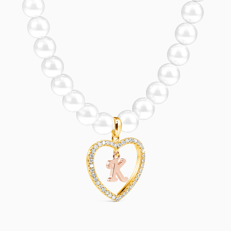 "Ode to Adoration" 5.5-6.0mm Freshwater Pearl Personalized Initial Necklace