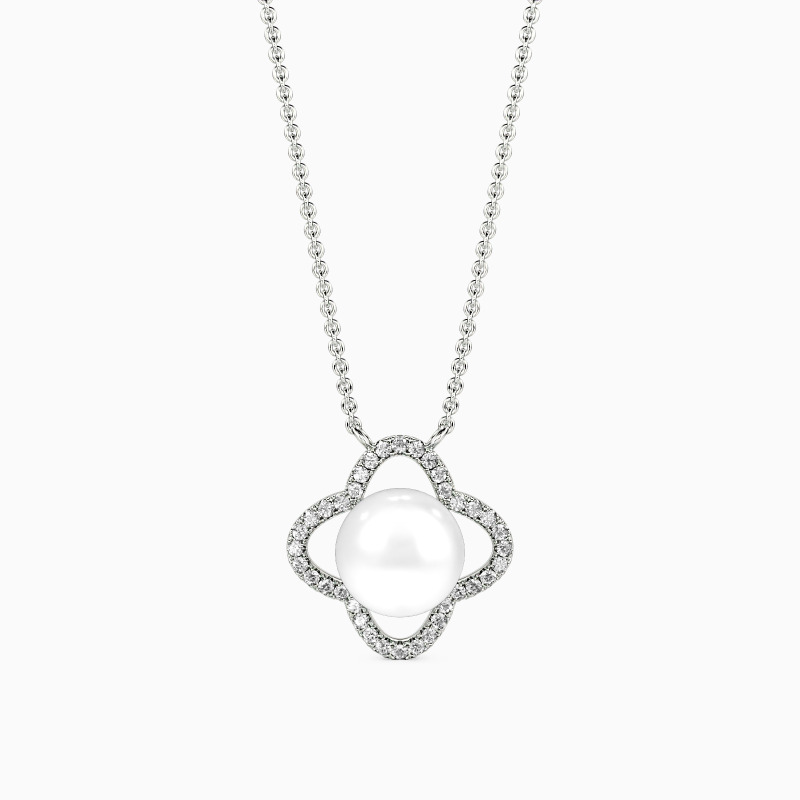 "A Clover's Blessing" 7.5-8.0mm Freshwater Pearl Necklace