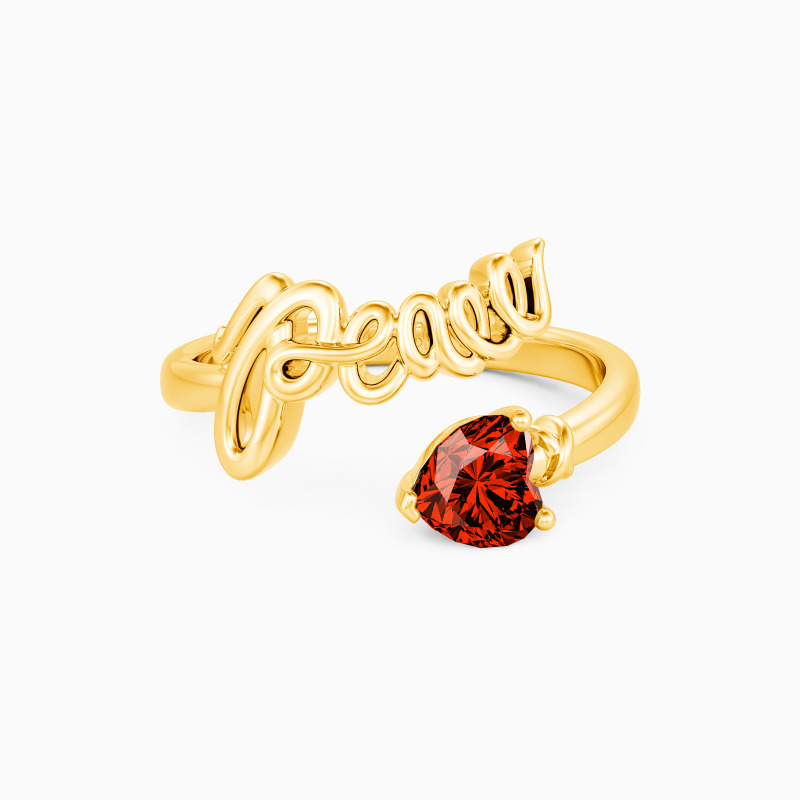 "Peace Believer" Heart Cut Solitaire Peace Ring
