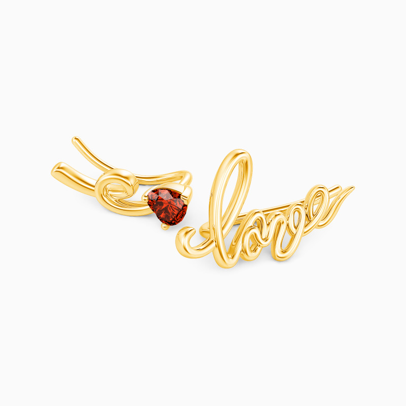 "Lover's Arrow" Heart Cut Climber Earrings