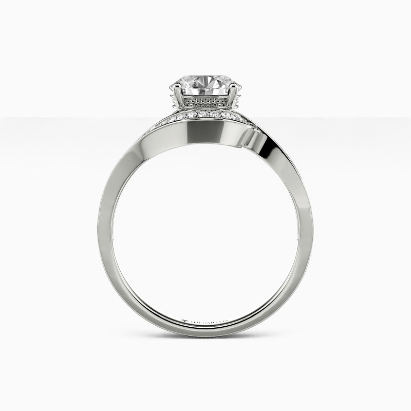 "Speak Softly Love" Round Cut Side Stone Engagement Ring