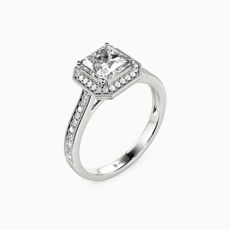 "My Yearning" Radiant Cut Halo Engagement Ring