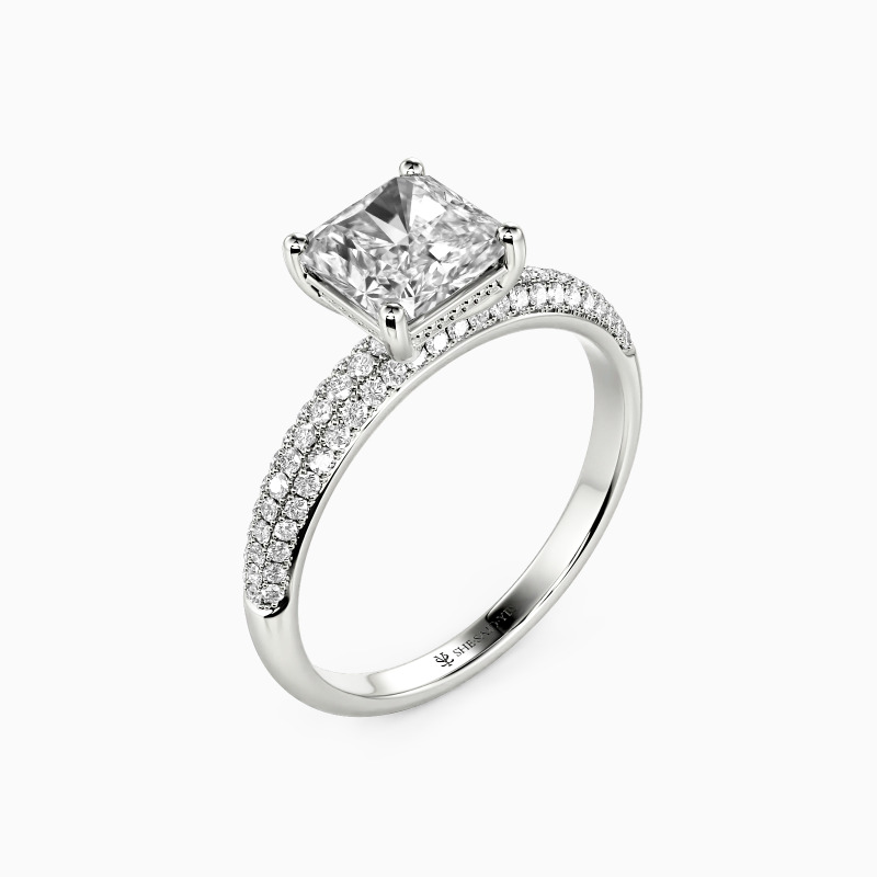 "Stay Beautiful" Radiant Cut Side Stone Engagement Ring