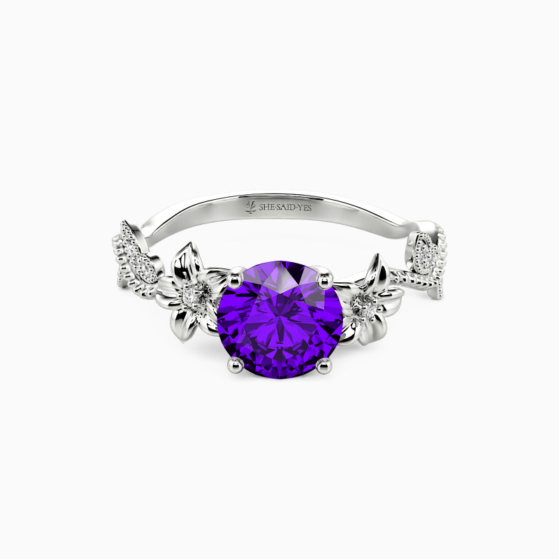 "My Sunshine" Round Cut Side Stone Engagement Ring