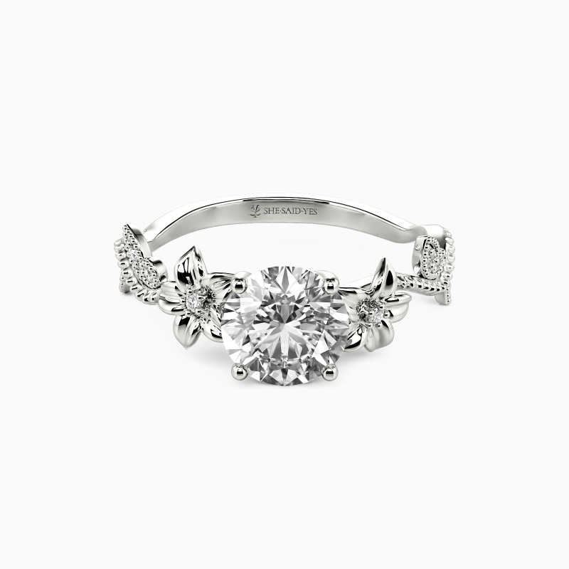 "My Sunshine" Round Cut Side Stone Engagement Ring