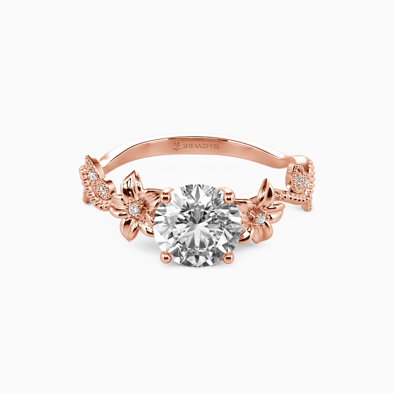 "My Sunshine" Round Cut Side Stone Engagement Ring