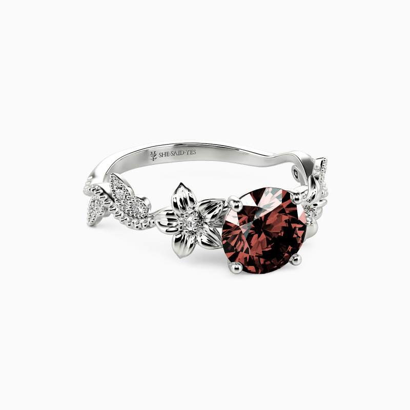 "My Sunshine" Round Cut Side Stone Engagement Ring