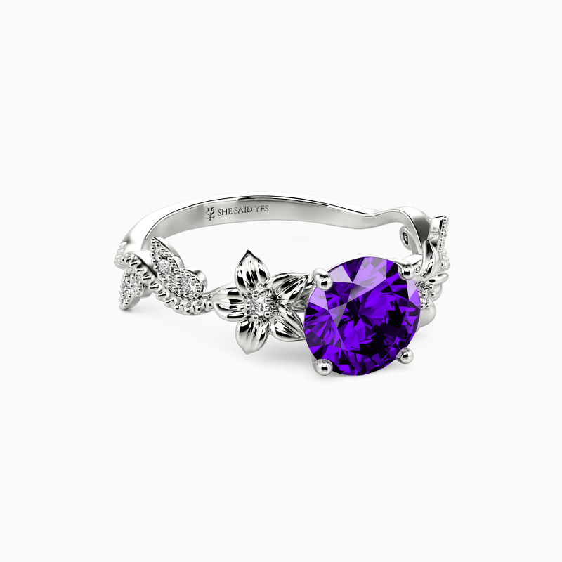 "My Sunshine" Round Cut Side Stone Engagement Ring