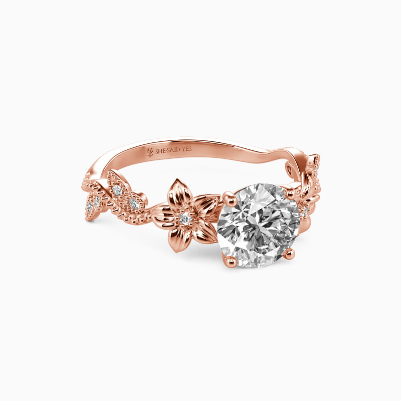 "My Sunshine" Round Cut Side Stone Engagement Ring