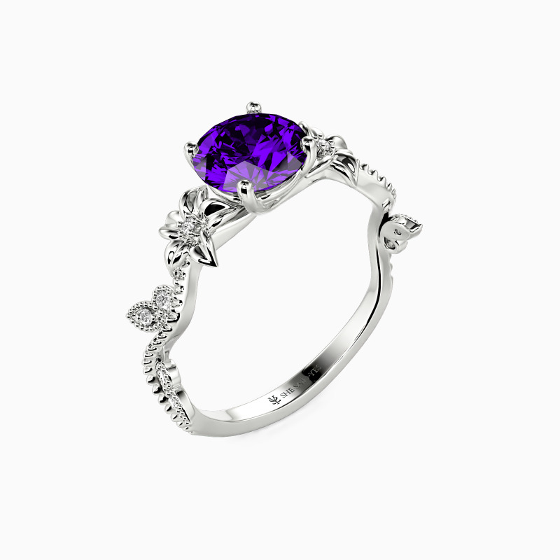 "My Sunshine" Round Cut Side Stone Engagement Ring
