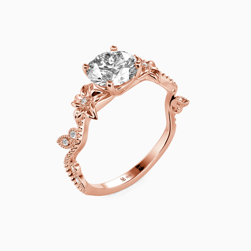 "My Sunshine" Round Cut Side Stone Engagement Ring