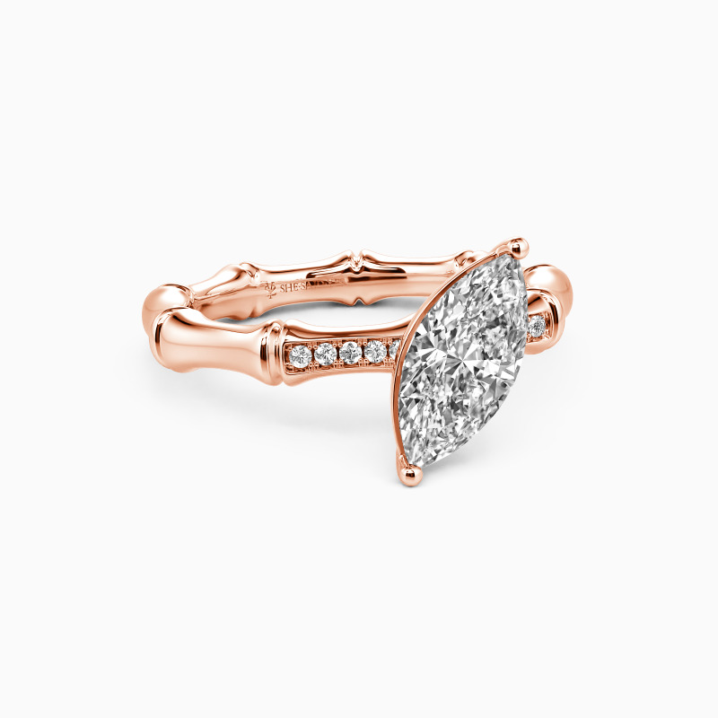 "Virtue Of Love" Marquise Cut Side Stone Engagement Ring