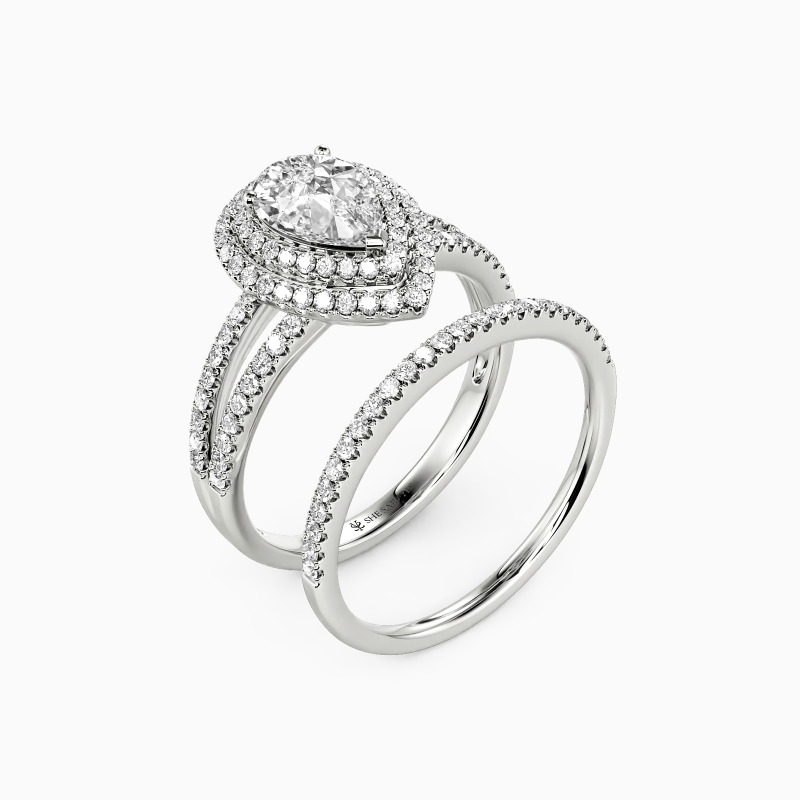 "Unrequited love" Pear Cut 2pcs Bridal Set