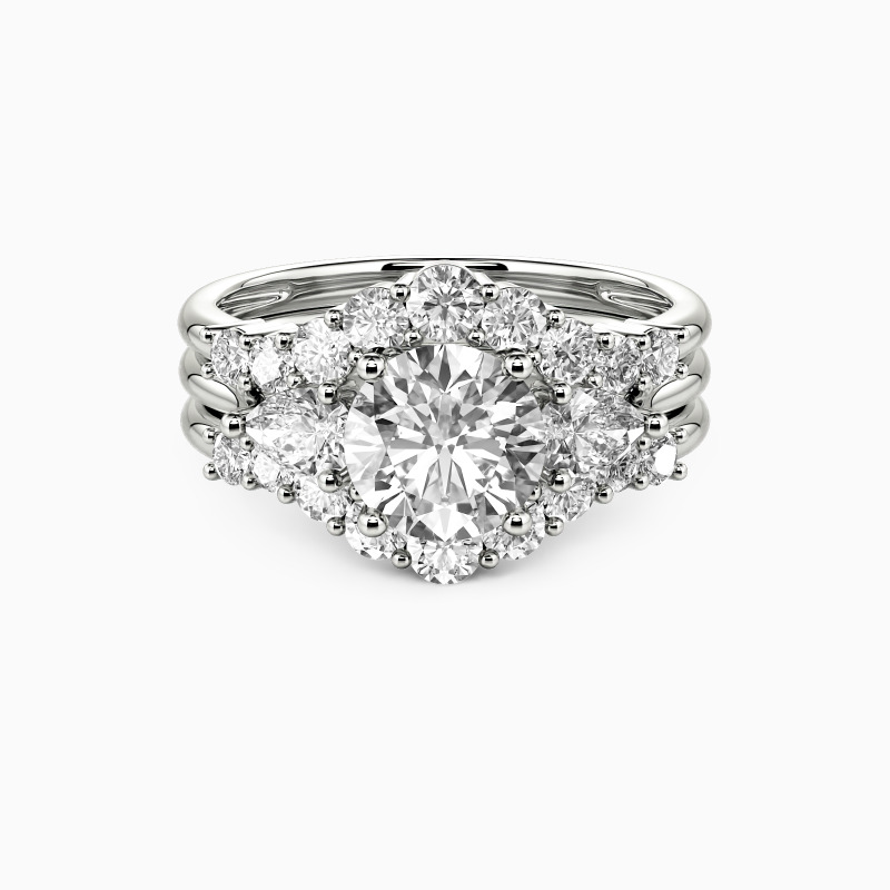 "I Do" Round Cut 3pcs Cluster Bridal Set