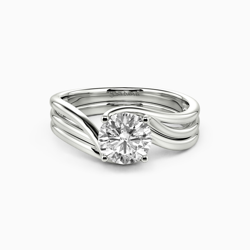 "Flowing to My Heart" Round Cut 2pcs Bridal Set