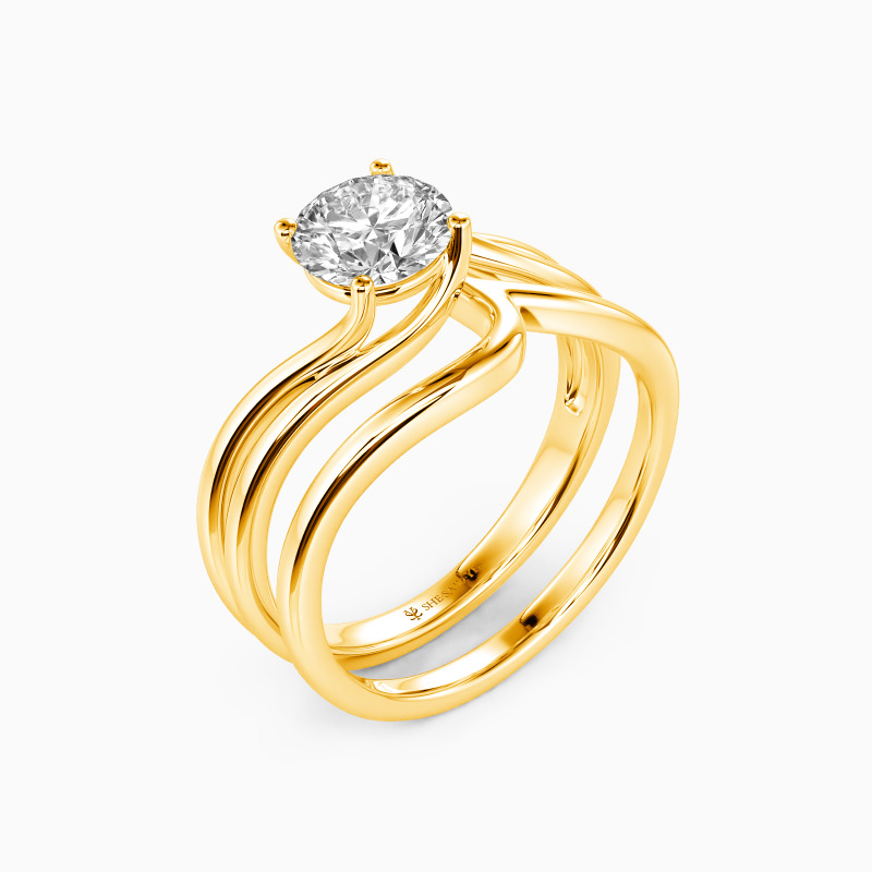 "Flowing To My Heart" Round Cut 2pcs Bridal Set