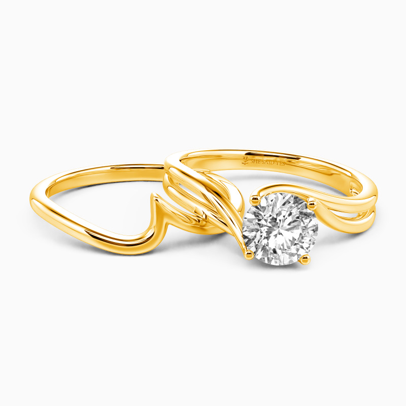 "Flowing To My Heart" Round Cut 2pcs Bridal Set