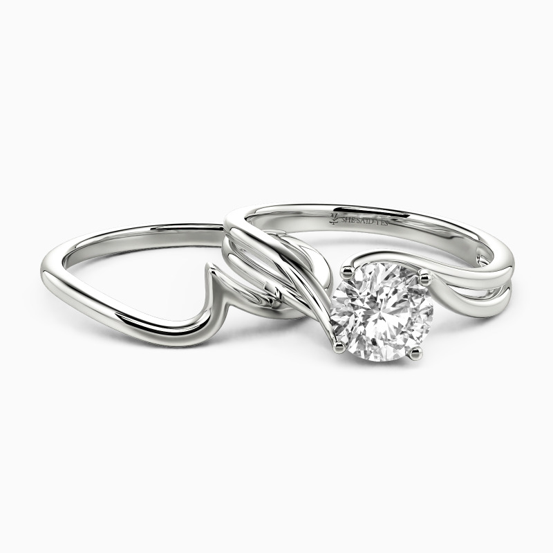 "Flowing To My Heart" Round Cut 2pcs Bridal Set