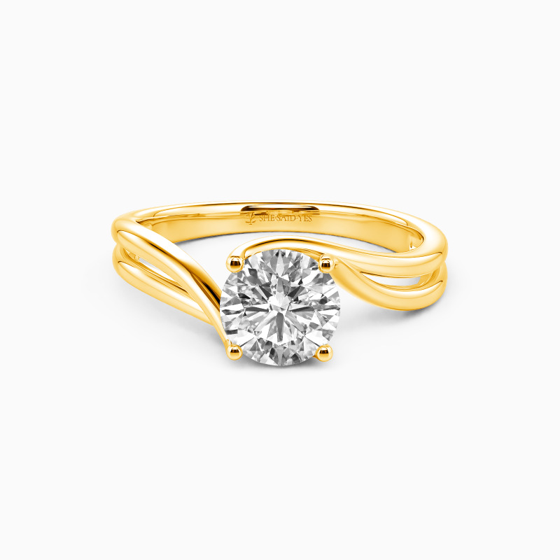 "Flowing To My Heart" Round Cut Solitaire Engagement Ring