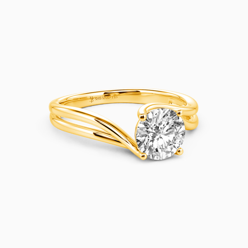 "Flowing To My Heart" Round Cut Solitaire Engagement Ring