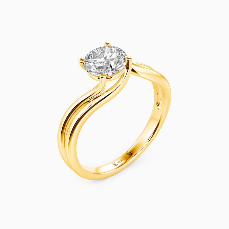 "Flowing To My Heart" Round Cut Solitaire Engagement Ring