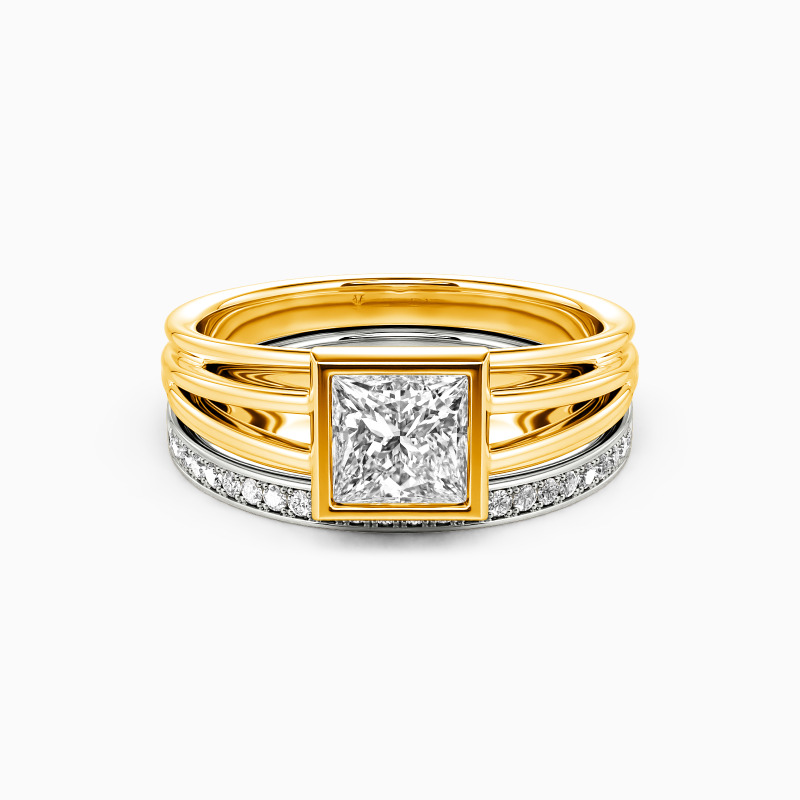 "Wake Up My Mind" Princess Cut 2pcs Bridal Set