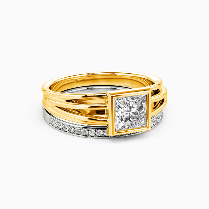 "Wake Up My Mind" Princess Cut 2pcs Bridal Set