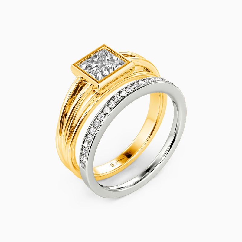 "Wake Up My Mind" Princess Cut 2pcs Bridal Set