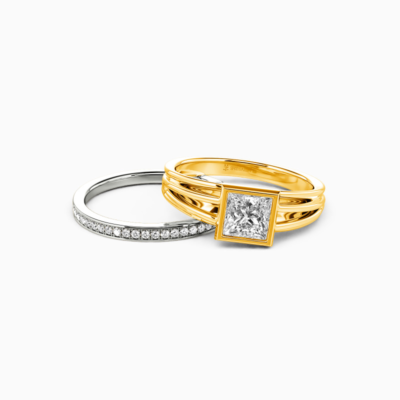 "Wake Up My Mind" Princess Cut 2pcs Bridal Set
