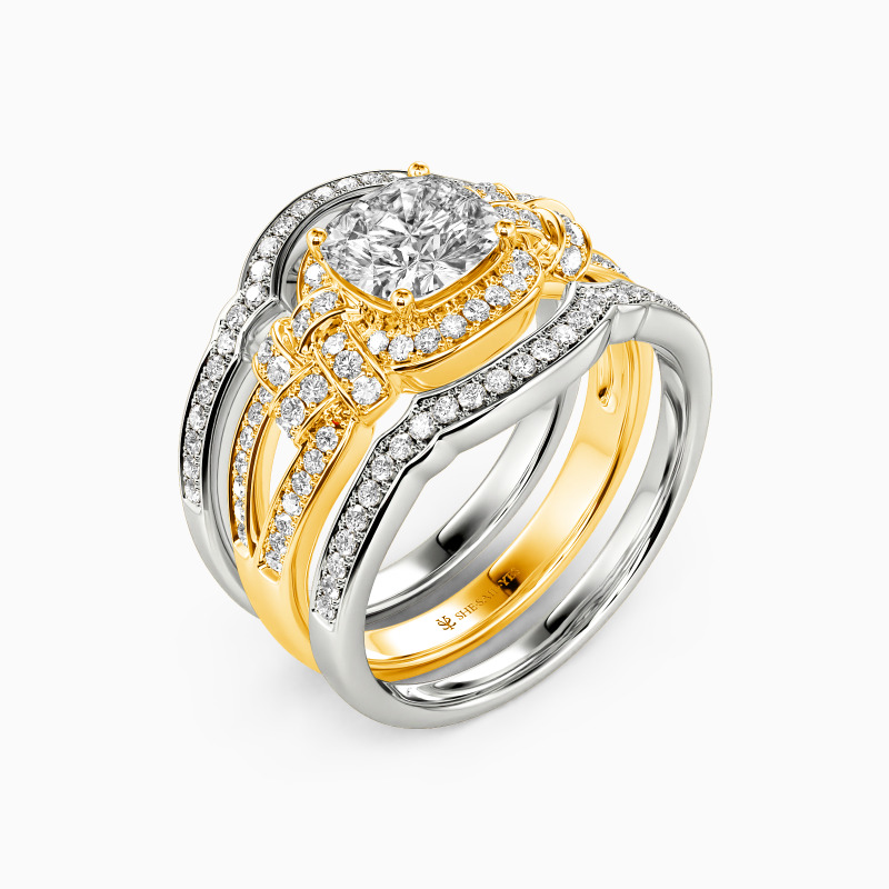 "To Be Young In Love" Cushion Cut 3pcs Bridal Set