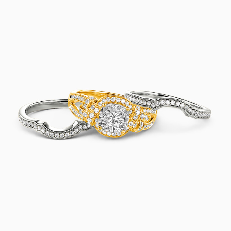 "To Be Young In Love" Cushion Cut 3pcs Bridal Set