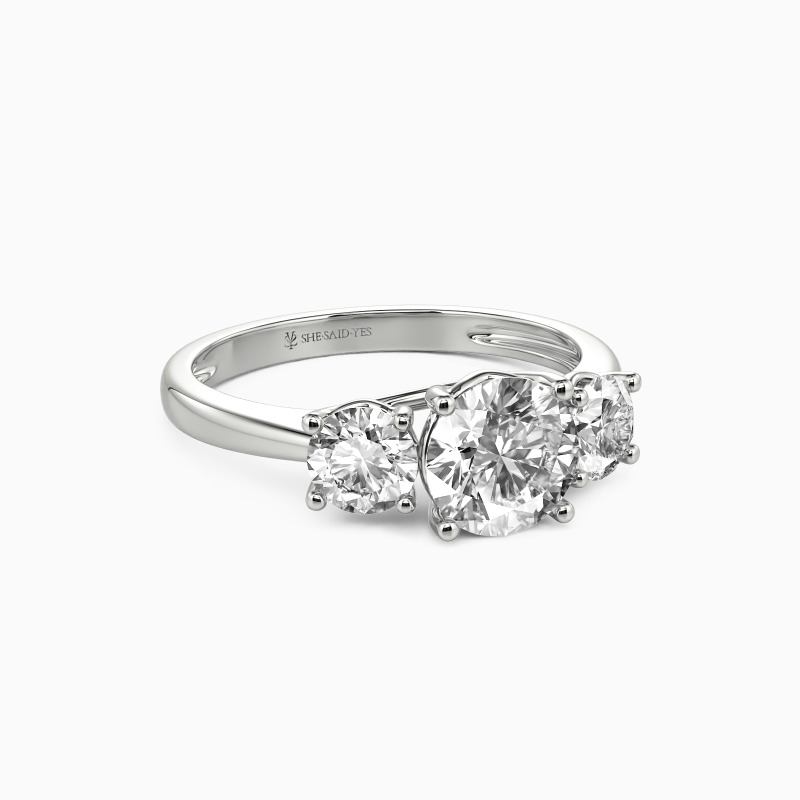 "Sweet On You" Round Cut Three Stone Engagement Ring