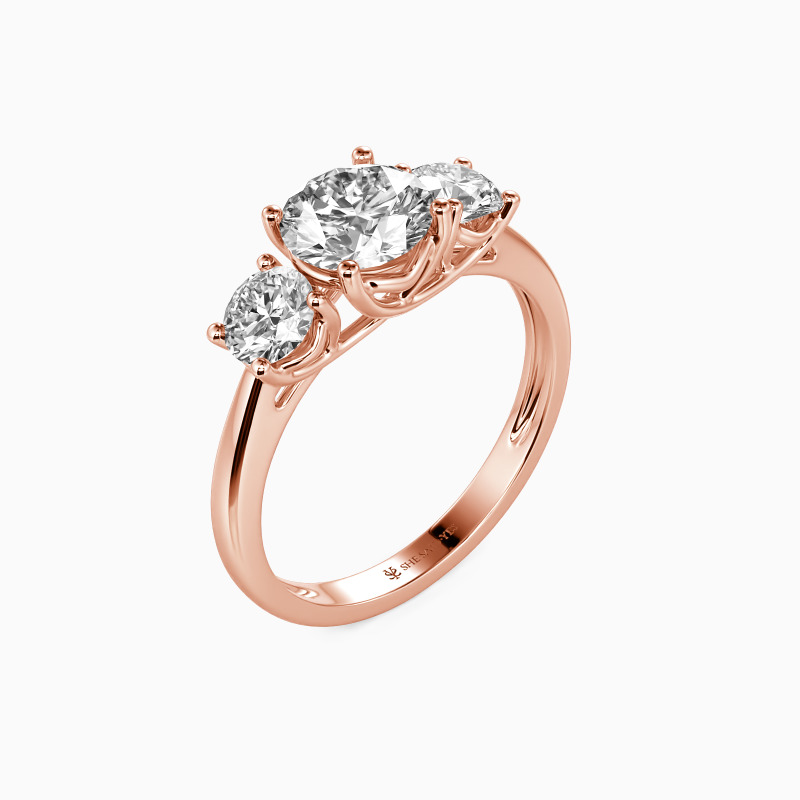 "Sweet On You" Round Cut Three Stone Engagement Ring
