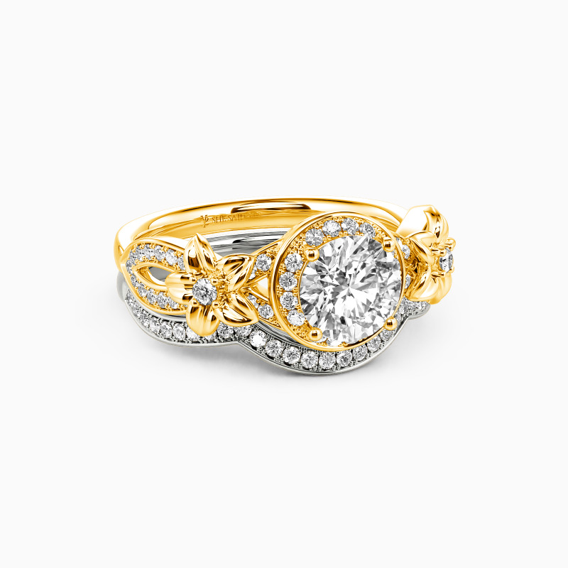 "The Floral Myth" Round Cut Bridal Set