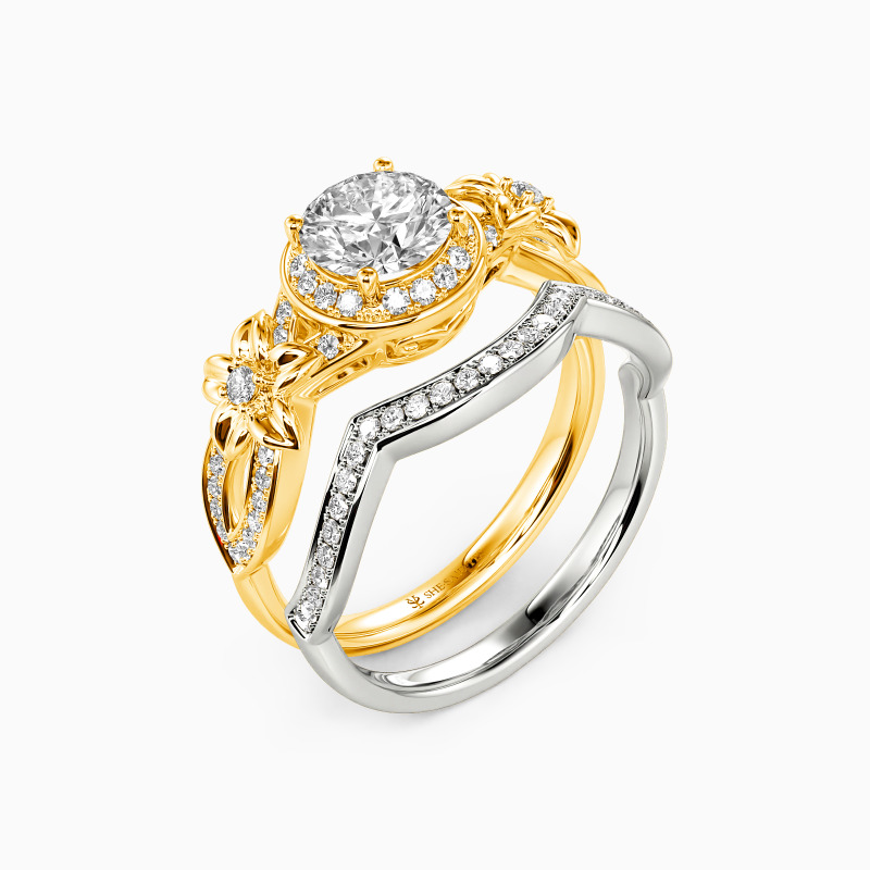 "The Floral Myth" Round Cut Bridal Set