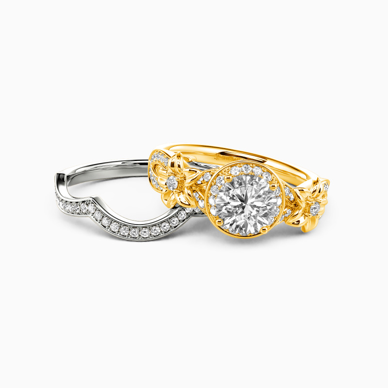 "The Floral Myth" Round Cut Bridal Set