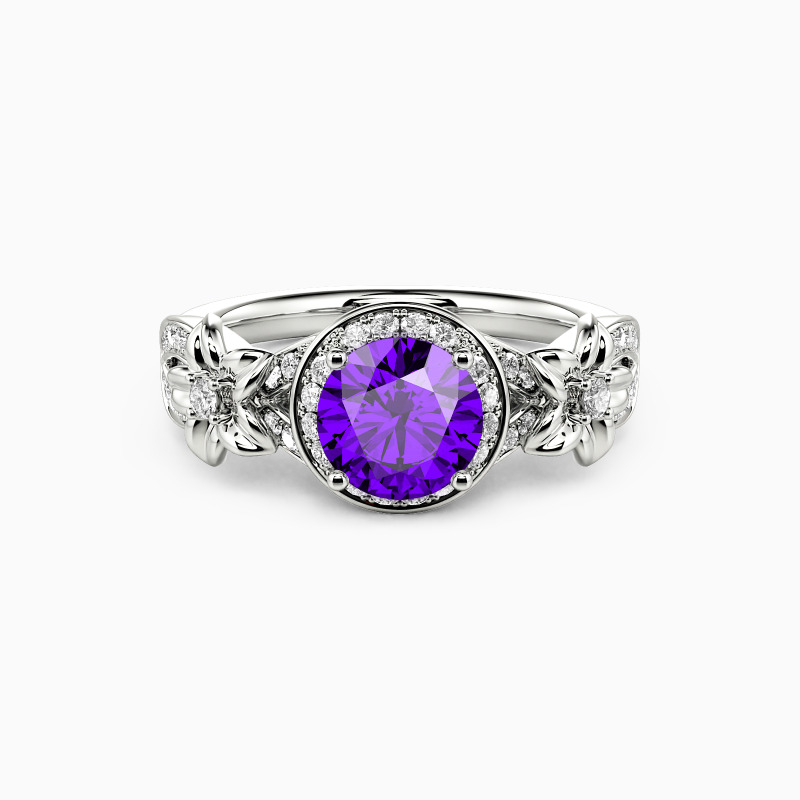 "The Floral Myth" Round Cut Halo Engagement Ring
